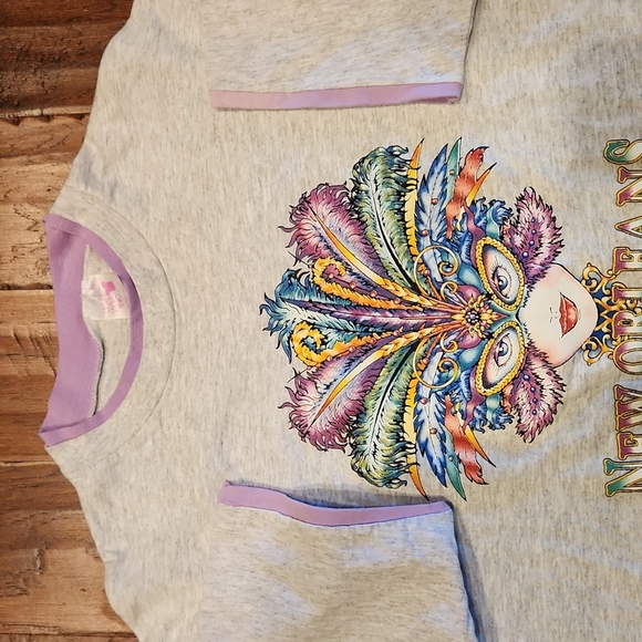 New Orleans Jazz Mardigras Feather Masquerade Lady T shirt XL - Picture 6 of 7